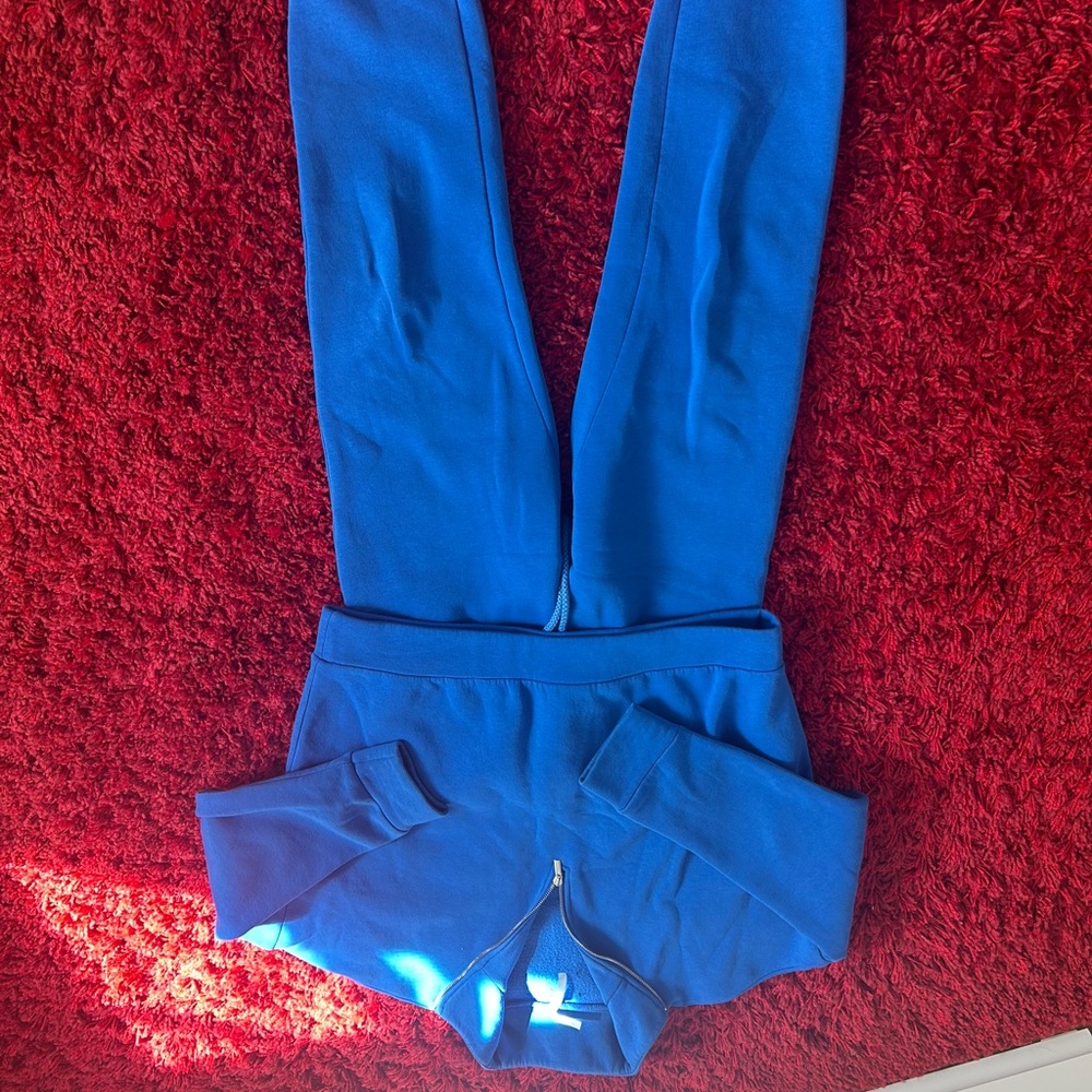 Vibrant Blue Zip-Up Hoodie and Pants Set